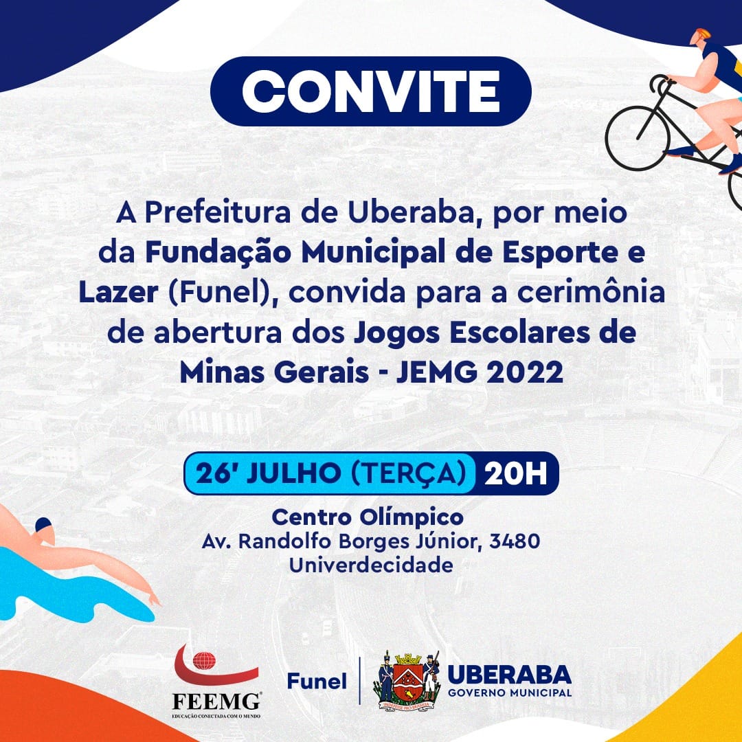 JEMG 2023 - Convite para abertura do evento