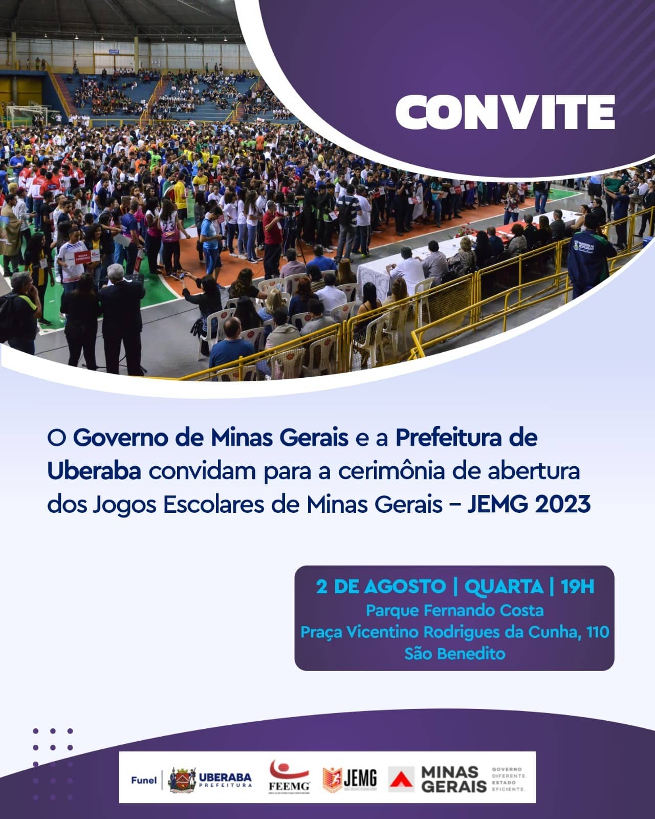 JEMG 2023 - Convite para abertura do evento